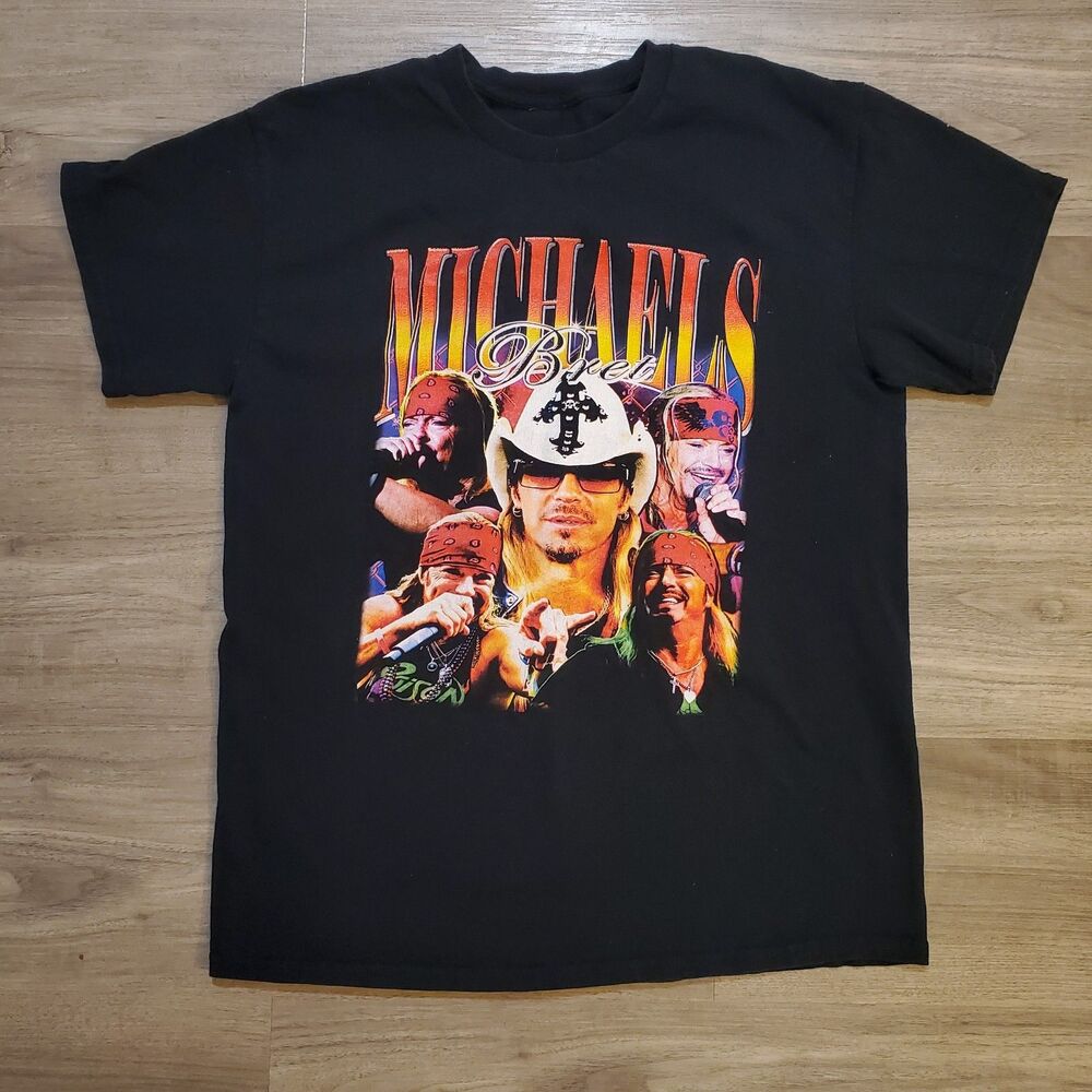 Bret Michaels Poison Mens Sz Med 90s Y2K Graphic T Shirt Rock Of Love Band Metal